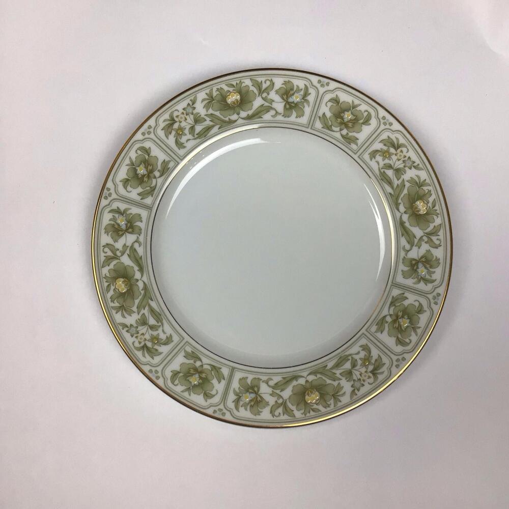 Vintage Sango Savannah 3723 Salad Plate Green Floral Gold Trim Japan Replacement